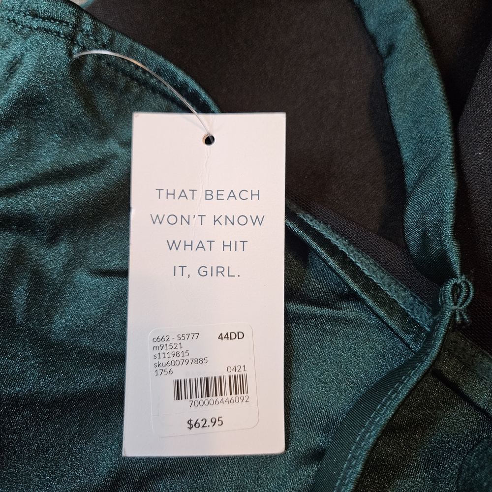 Cacique Swim Dark Teal Green Balconette Bikini Top Size 44 DD NWT - Picture 6 of 8